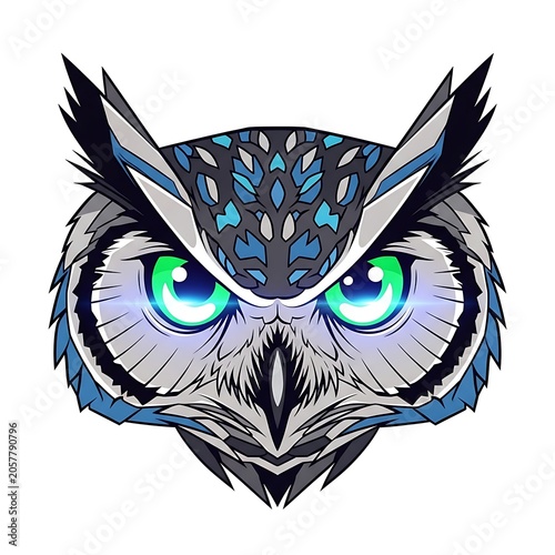 Abstract digital art with glowing cyberpunk eyes and wings.