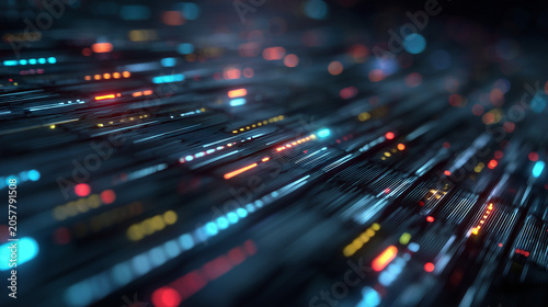 Dynamic data flow visualization digital realm abstract art futuristic environment close-up view technology concept