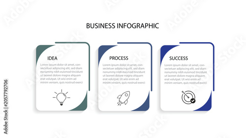 Creative concept for infographic with 3 steps, options, parts or processes. Business data visualization.	