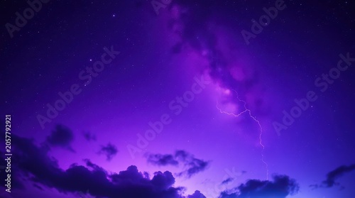 Vibrant purple night sky with milky way and stars