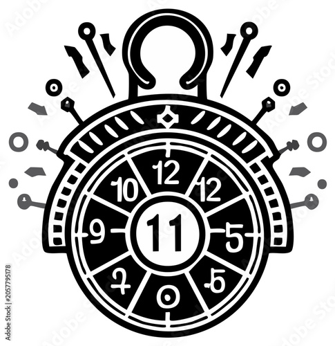 Abstract Futuristic Circular Mechanism With Numerals and Gears Symbolic of Time and Technology