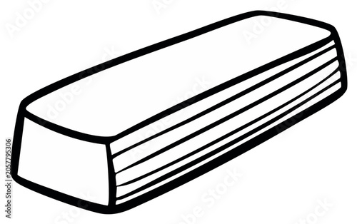 Stylized Illustration of a Rectangular Eraser with Stacked Layers