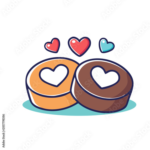 Flat design heart with ribbon symbol