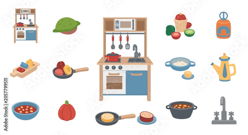 Pixel Art Kitchen Set and Food Icons: Cooking, Play, and Delicious Meals