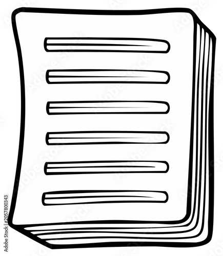Simple Hand Drawn Sketch of Lined Paper Document or Notes with Copy Space