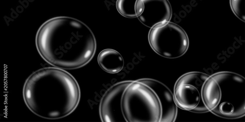 Abstract gray bokeh digital background. Style wallpaper. abstract vector glowing background with bright circles. Vector realistic illustration of soap bubbles on a transparent background.