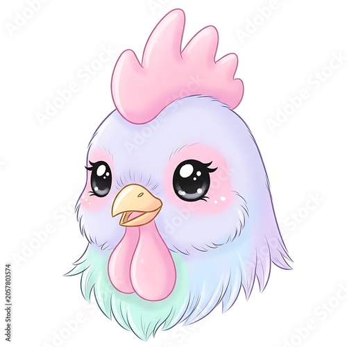 Cute pink cartoon unicorn with rainbow mane and tail.