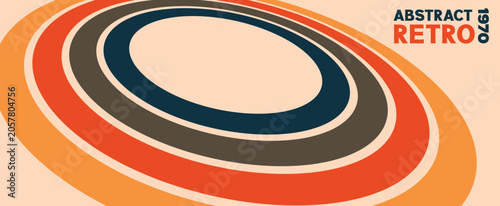 Groovy Abstract Retro Background with Colourful Curved Lines and Text Space