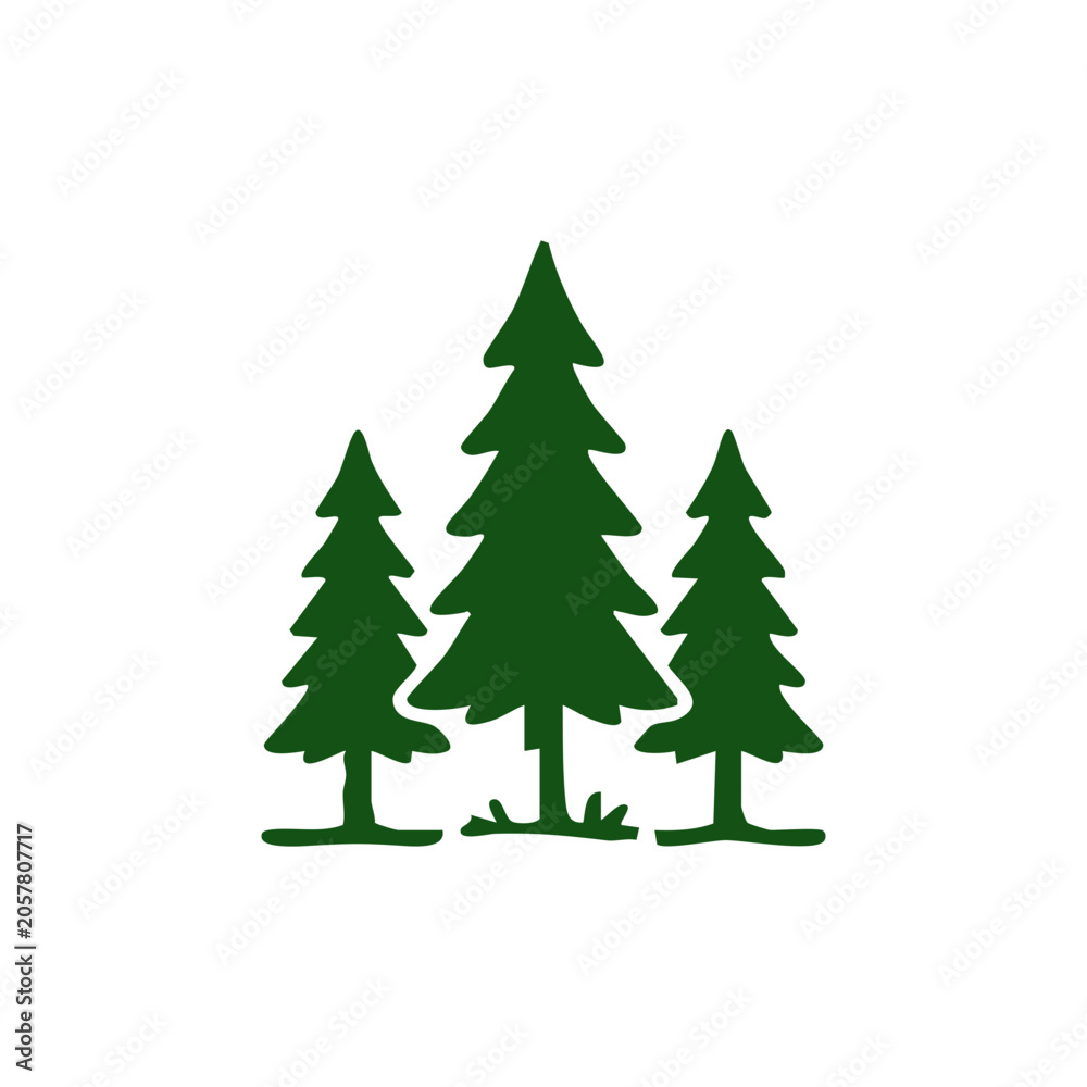 Fototapeta premium Pine Trees Forest Nature Camping Outdoor Vector Icon Illustration