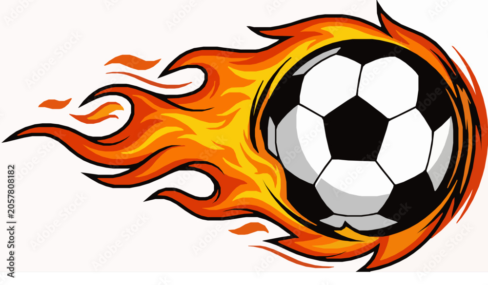 Fototapeta premium Flaming Soccer Football Ball Illustration - Fiery Vector Graphic