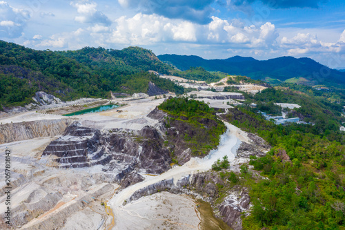 Aerial view of mining resources in Ranong Province.