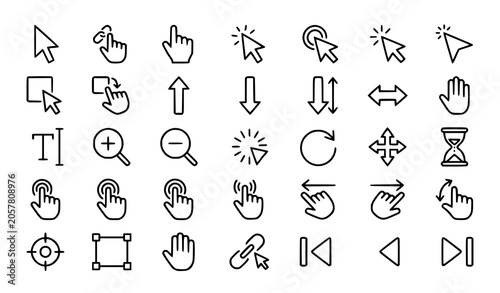 Fotografie 30 Cursor and Click Linear Icons Vector Collection for User Interface Design