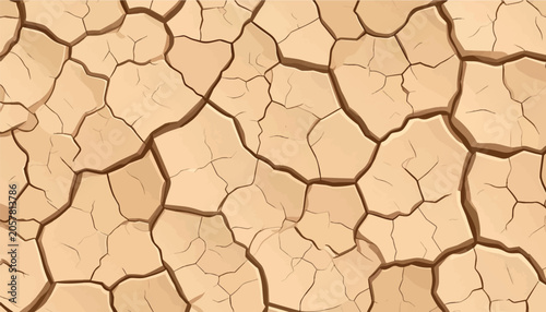 Tableau sur toile Seamless vector background of dry, cracked earth in warm beige tones