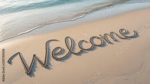Beach party welcome summer vibes tropical paradise bright colors
