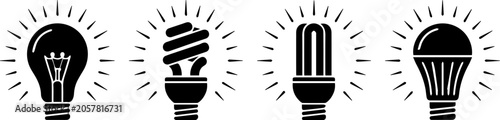 Tableau sur toile Four_light_bulb_icons_horizontal