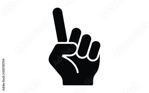 Number One Hand Gesture Icon – Finger Pointing Up, First Place, Leadership and Success Solid Symbol