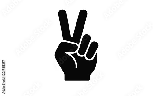 Victory Hand Gesture Silhouette Icon – Peace Sign, V Symbol, Success and Positive Gesture Collection