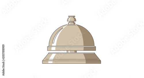 Classic brass hotel reception bell on desk.