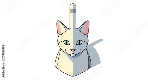 Colorful cartoon cat with unicorn horn illustration.