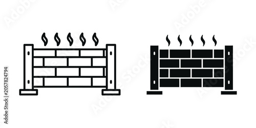 Tableau sur toile Brick fence with steam rising during daytime offering construction concepts