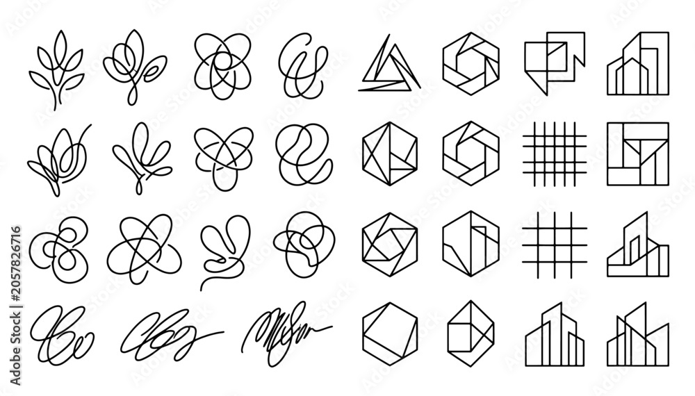 Fototapeta premium Hand Drawn Vector Alphabet Font Set with Icons Symbols and Business Elements Collection