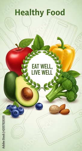 Fresh colorful fruits and vegetables for healthy eating.