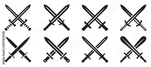 Konstfotografi Crossed swords vector set