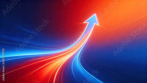 Glowing Upward Arrow with Light Trails