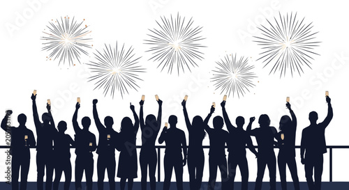 Valokuva People celebrating with champagne and fireworks at a party
