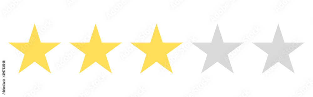 Fototapeta premium Three Star Rating Vector. Customer Review And Feedback Symbol. Quality Evaluation Score Element. Golden Star Illustration Set
