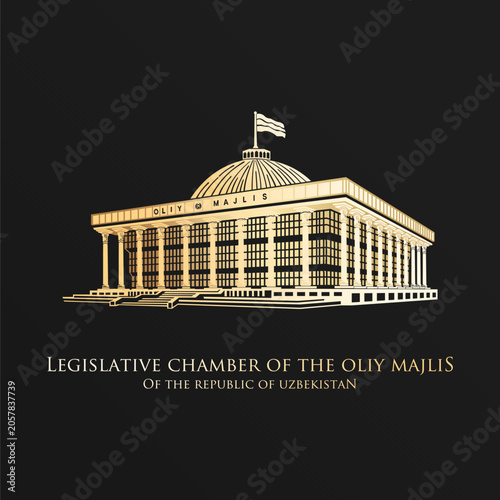 Legislative Chamber of the Oliy Majlis of the Republic of Uzbekistan. Vector Graphic.