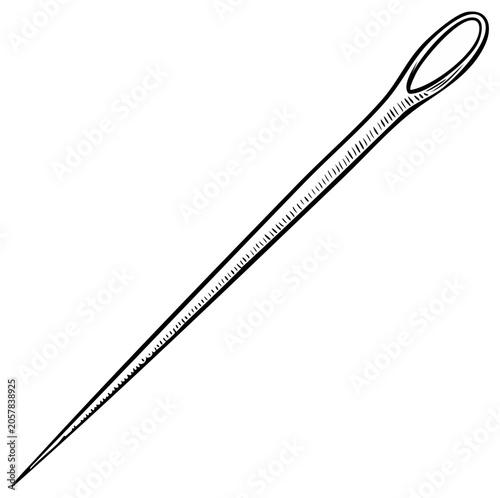 Illustration of a Hand-drawn Sewing Needle