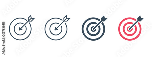 Tableau sur toile Target icon with arrow in center representing goal, focus, and accuracy for success, strategy, planning, and business achievement concepts