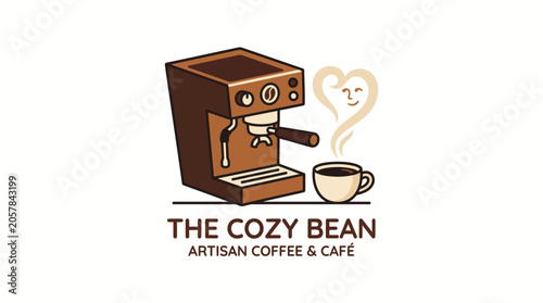The Cozy Bean Artisan Coffee and Cafe Logo - A Warm and Inviting Emblem for Coffee Lovers