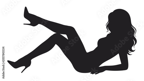 Foto Woman silhouette reclines elegantly while wearing high heels to create a sophisticated and stylish fashion statement