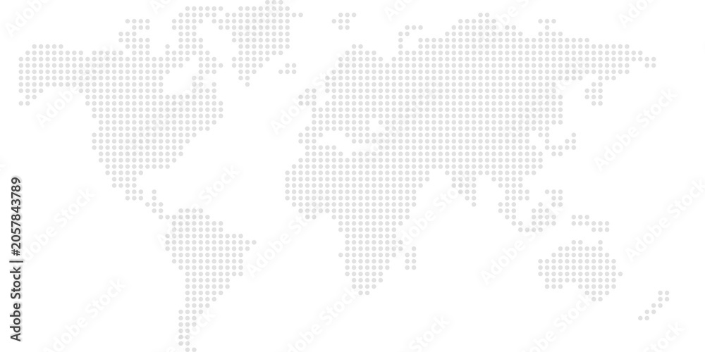 Fototapeta premium A minimalist, dark-themed world map composed of a subtle dot-matrix pattern