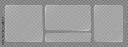 Valokuva Set of translucent matte rectangular elements in glassmorphism style