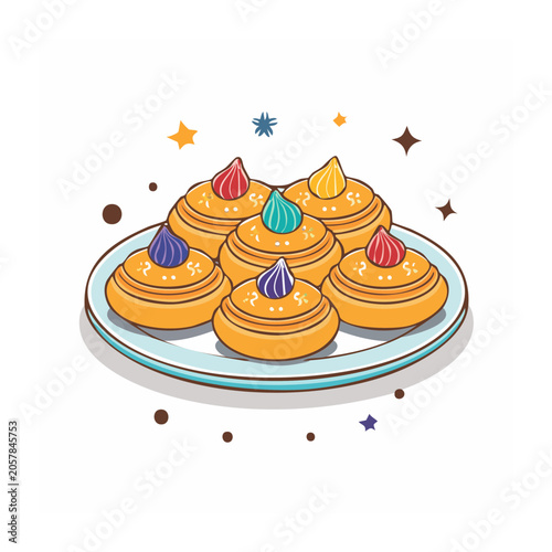 Flat design cupcake with sprinkles and star