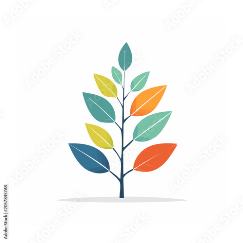 Flat design plant with colorful leaves vector