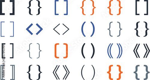 Εκτύπωση καμβά Programming brackets and code syntax symbols collection featuring square curly a