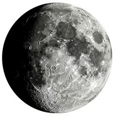 High resolution moon image isolated on transparent background