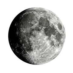 High resolution moon image isolated on transparent background