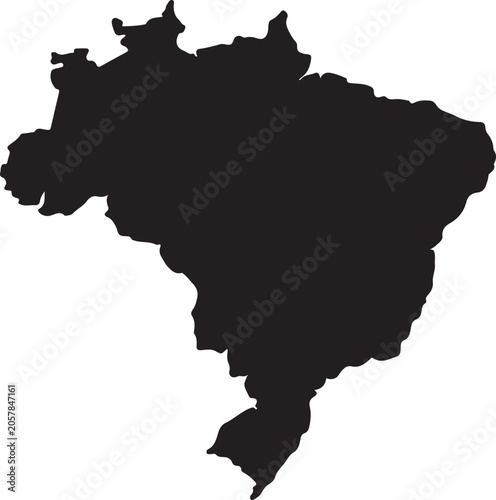 Brazil country map outline silhouette on white background