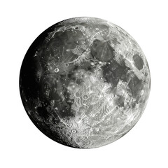High resolution full moon image isolated on transparent background