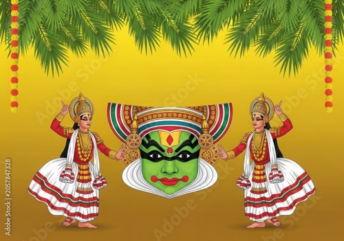 Onam Celebration with Kathakali Dance and Traditional Kerala Culture