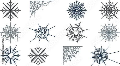 Cuadro en lienzo Spider web collection with cobweb silhouettes Halloween decoration and spooky ar