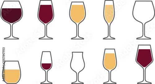Fotografía Wine glass and beverage stemware collection featuring red wine white wine champa