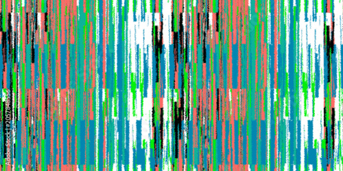 Canvas Print Multicoloured stripes on fabric herringbone textured seamless pattern trendy fas