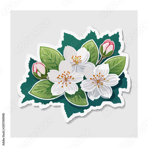 Tropical flower bouquet with leaves and butterfly