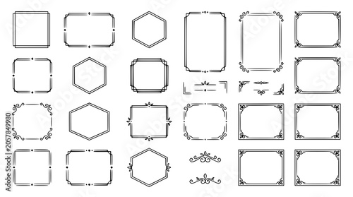 Foto Decorative line frame vector bundle with geometric double stroke borders